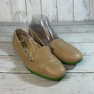 Boutique 9 Super Soft Tan Leather Smoking Loafers with Green Sole